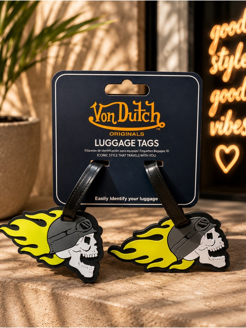 Von Dutch American Heritage 2-Piece Suitcase ID Tag Set with Adjustable Straps